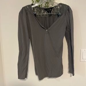 Gray lace long sleeve shirt